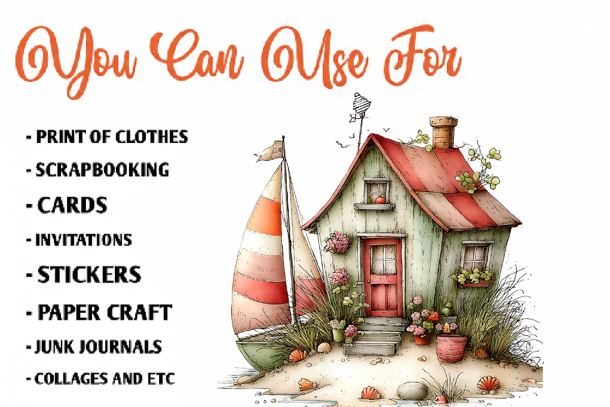 Beach House Clipart Bundle, an Illustration by CreationArt (Photo 5 of 7)