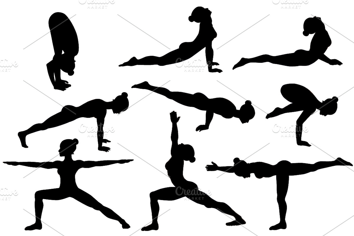 26 Yoga poses. Silhouettes. Part 1, a Healthcare Illustration by tamara.comotomka (Photo 2 of 3)