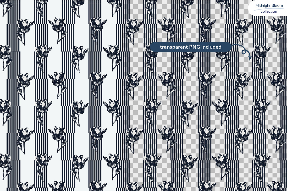 Midnight Bloom - Seamless Patterns, a Pattern Graphic by InaCorart (Photo 5 of 11)