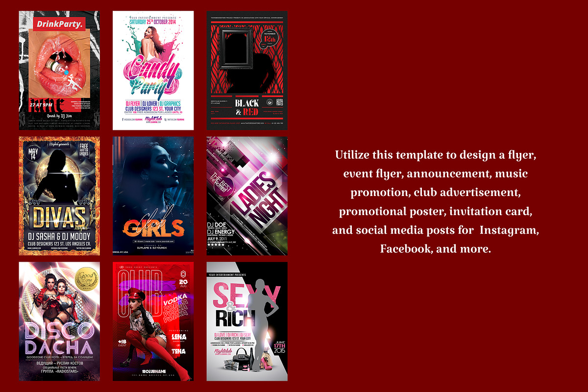 20 Sexy Party Flyer Bundle, a Social Media Template by PopotLane (Photo 3 of 3)