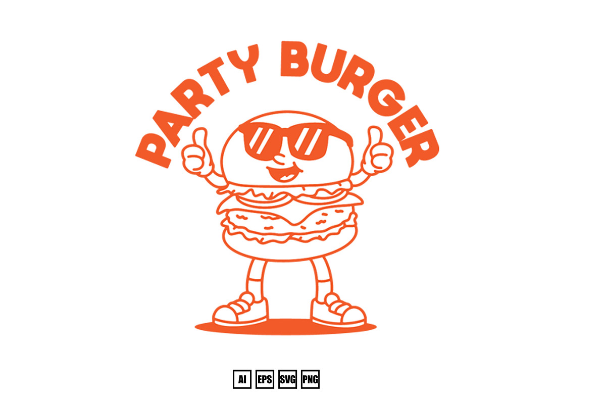 Set Line Art Vector Mascot Burger, an Illustration by kalehstudio (Photo 5 of 5)