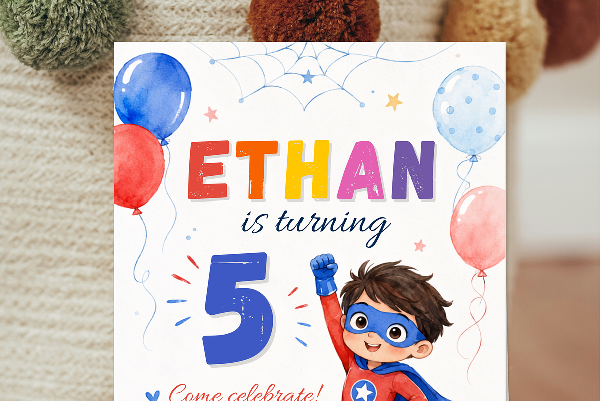Superhero Birthday Invitation, an Invitation Template by heynomi (Photo 5 of 19)