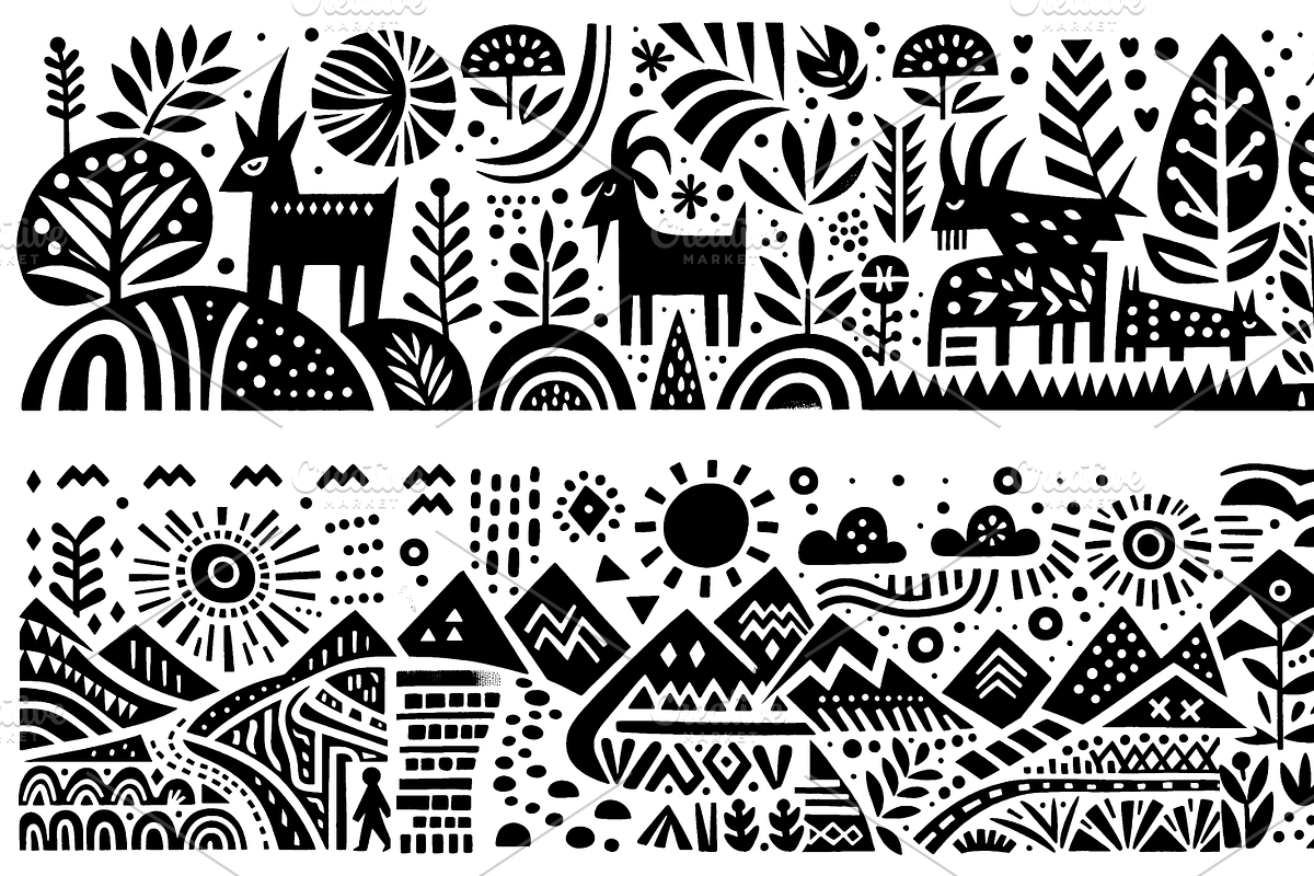 Vintage Flowers Folk Art, a Decorative Illustration by devastd (Photo 10 of 28)