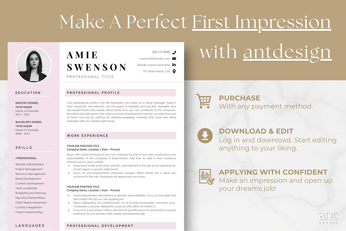 Modern Resume Template - Amie, a Resume Template by AntDesignStudio (Photo 9 of 9)
