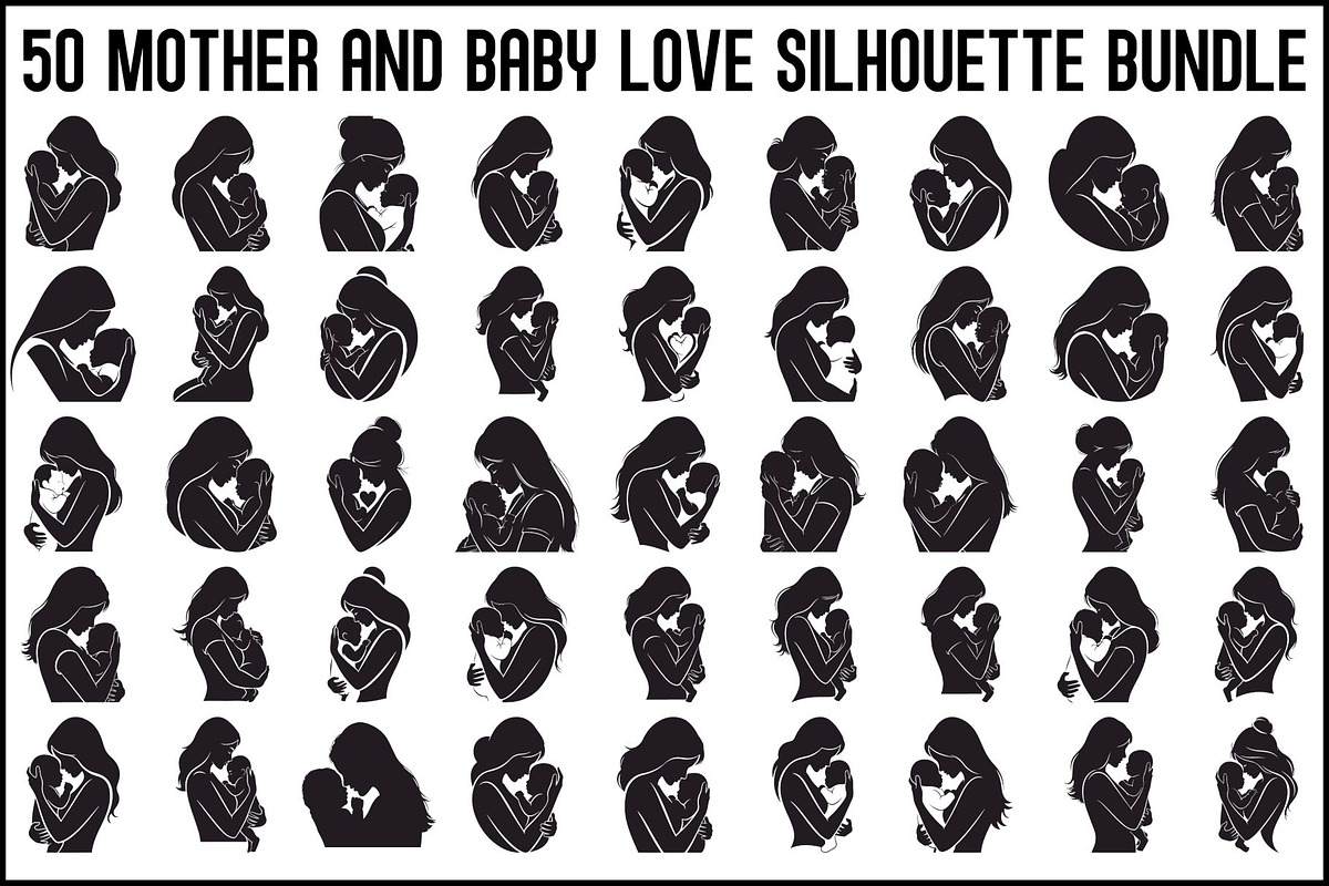 50 Mother and Baby Love Silhouette S, an Illustration by Designs_River (Photo 1 of 51)