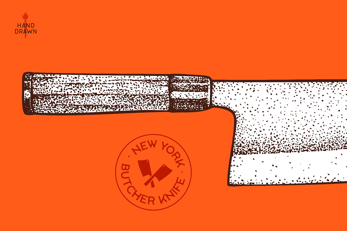 Butcher Knife. Hand drawn sketch, a Food Illustration by Foxys Graphic (Photo 3 of 3)