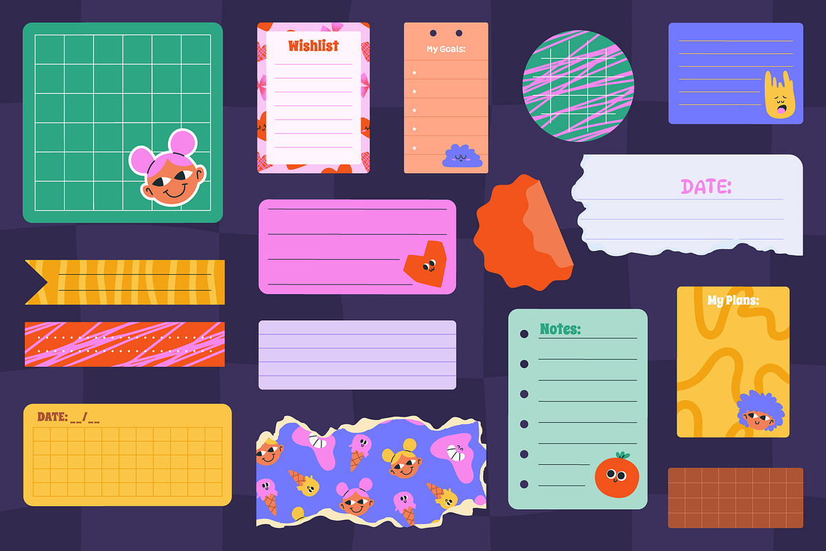 250+ Funky Digital Planner Kit, a Decorative Illustration by IuliiaSavko (Photo 5 of 22)