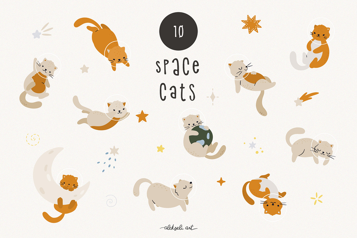 Space Adventures Graphic Collection, an Animal Illustration by AlekseliArt (Photo 4 of 12)