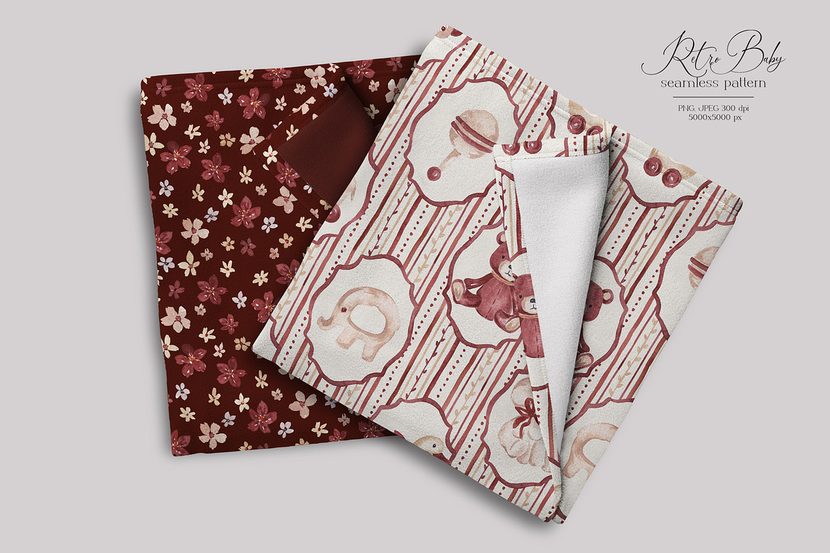 Retro Baby Shower Set, an Object Illustration by SirenaArt (Photo 17 of 21)