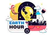 10 Happy Earth Hour Day Illustration, a Person Illustration by denayunebgt (Thumbnail 4 of 4)