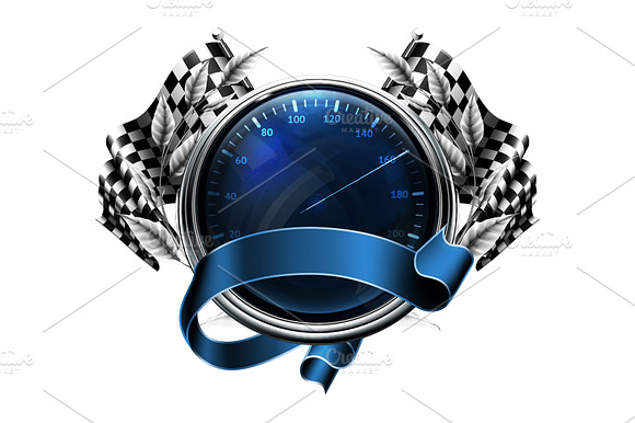 Speedometer Emblem With Flags