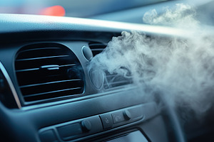 Steam rises from the car AC, a Photo by Pavel_design