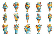 Summer Ice Cream with Strawberries, a Seasonal Illustration by Designking (Thumbnail 2 of 5)