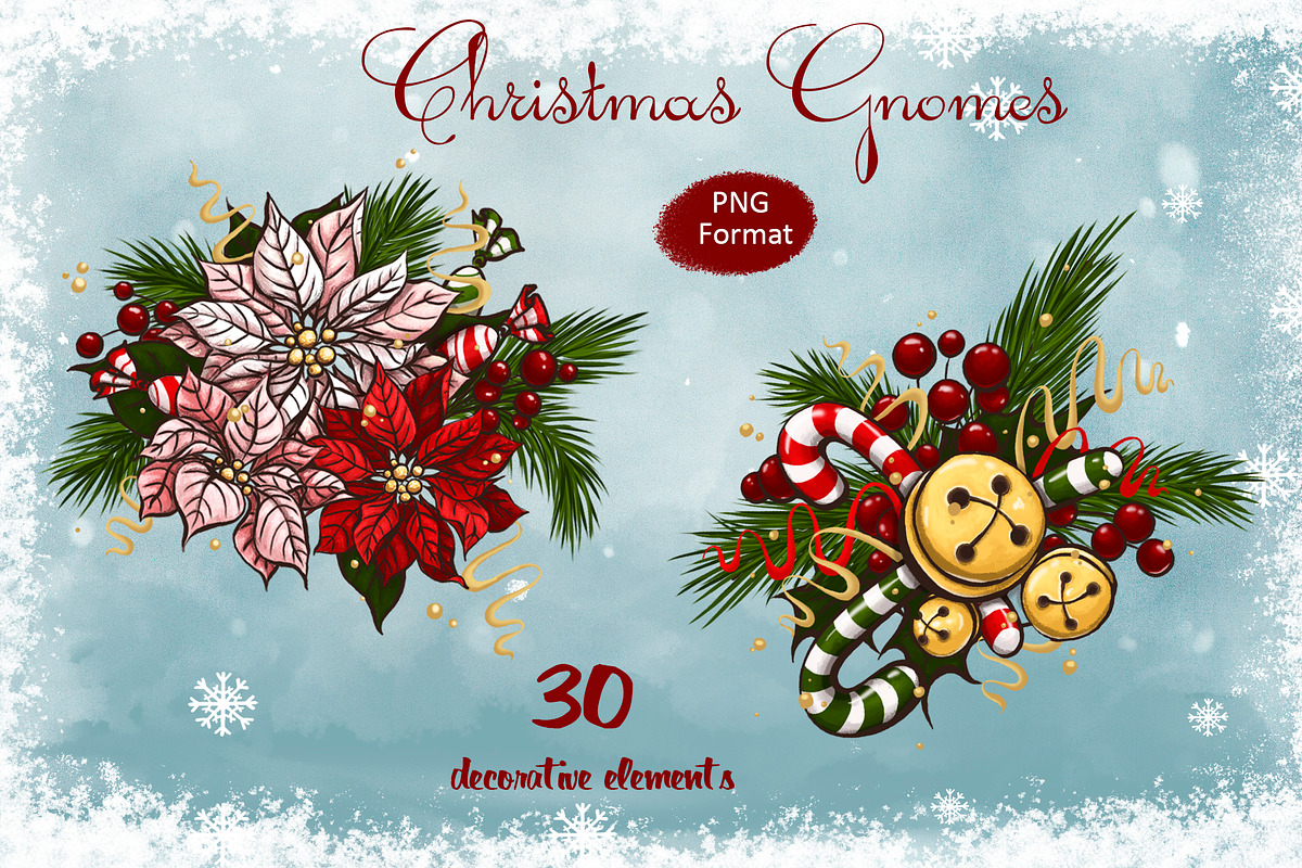 Christmas gnomes. Digital Cliparts, a Decorative Illustration by Maycat_store (Photo 7 of 9)