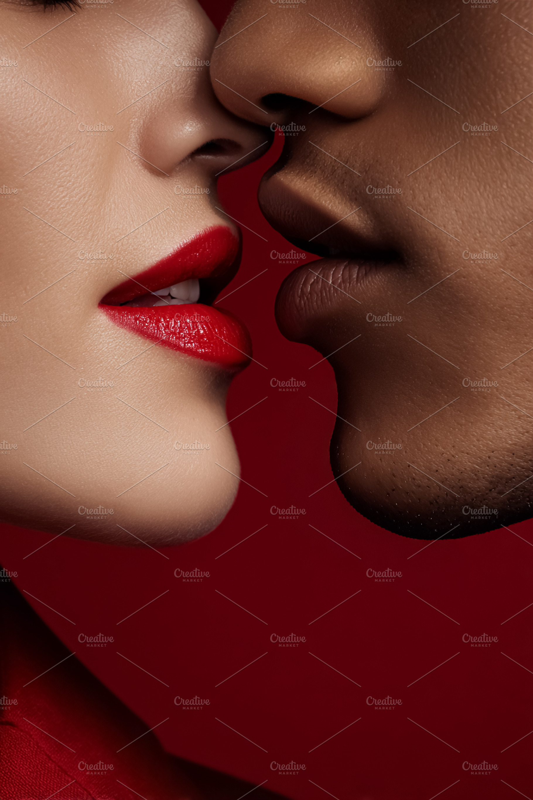Couple expressing love and passion, noses touching, lips close,, a Photo by Studio ANNA