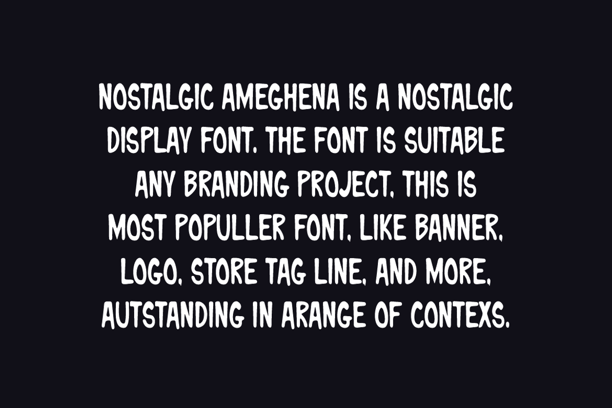 Nostalgic Ameghena Font, a Sans Serif Font by QR Design Studio (Photo 4 of 6)