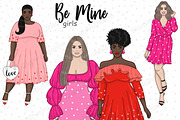 Be Mine Girls Clipart, a Person Illustration by GlamArtZhanna (Thumbnail 1 of 5)