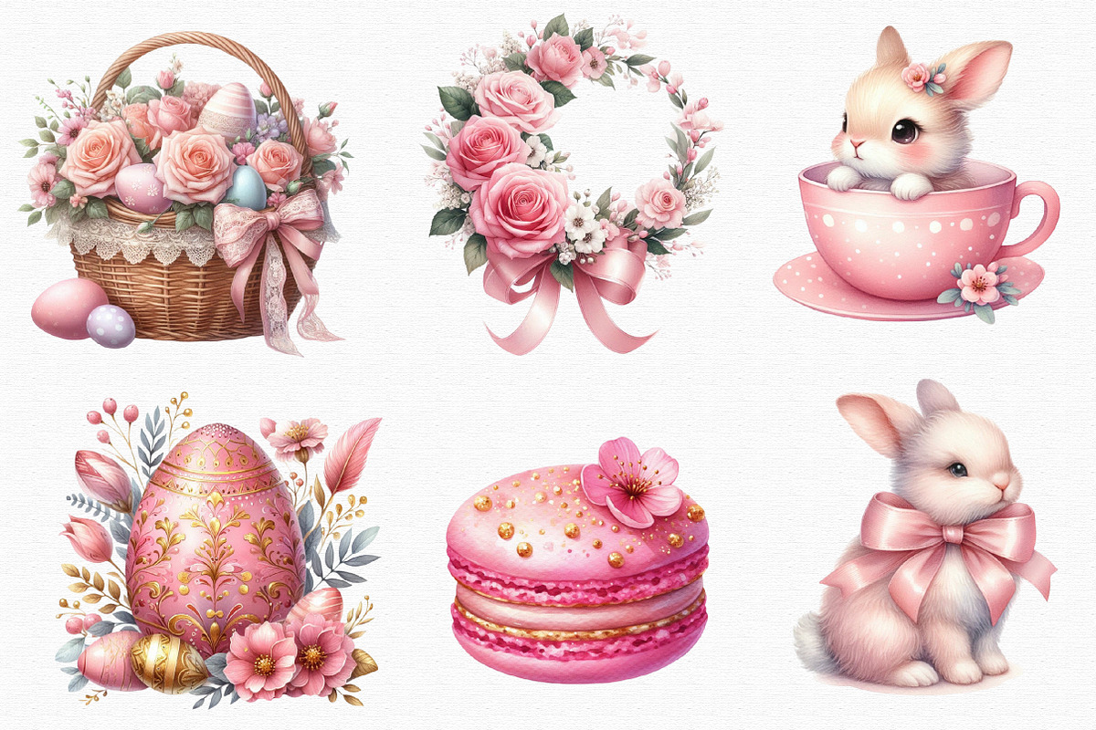 Pink Coquette Easter Clipart, an Illustration by SinaCreation (Photo 4 of 5)