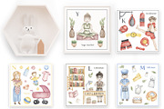 Watercolor Cute Alphabet Professions, an Education Illustration by MayaNavits (Thumbnail 11 of 12)