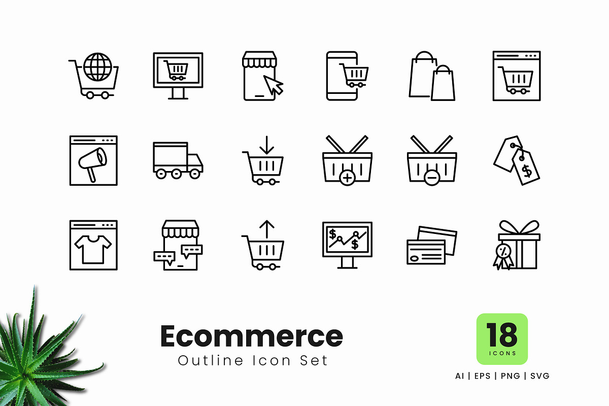 Ecommerce Outline Icons, an Outline Icon by Zeer Graphic