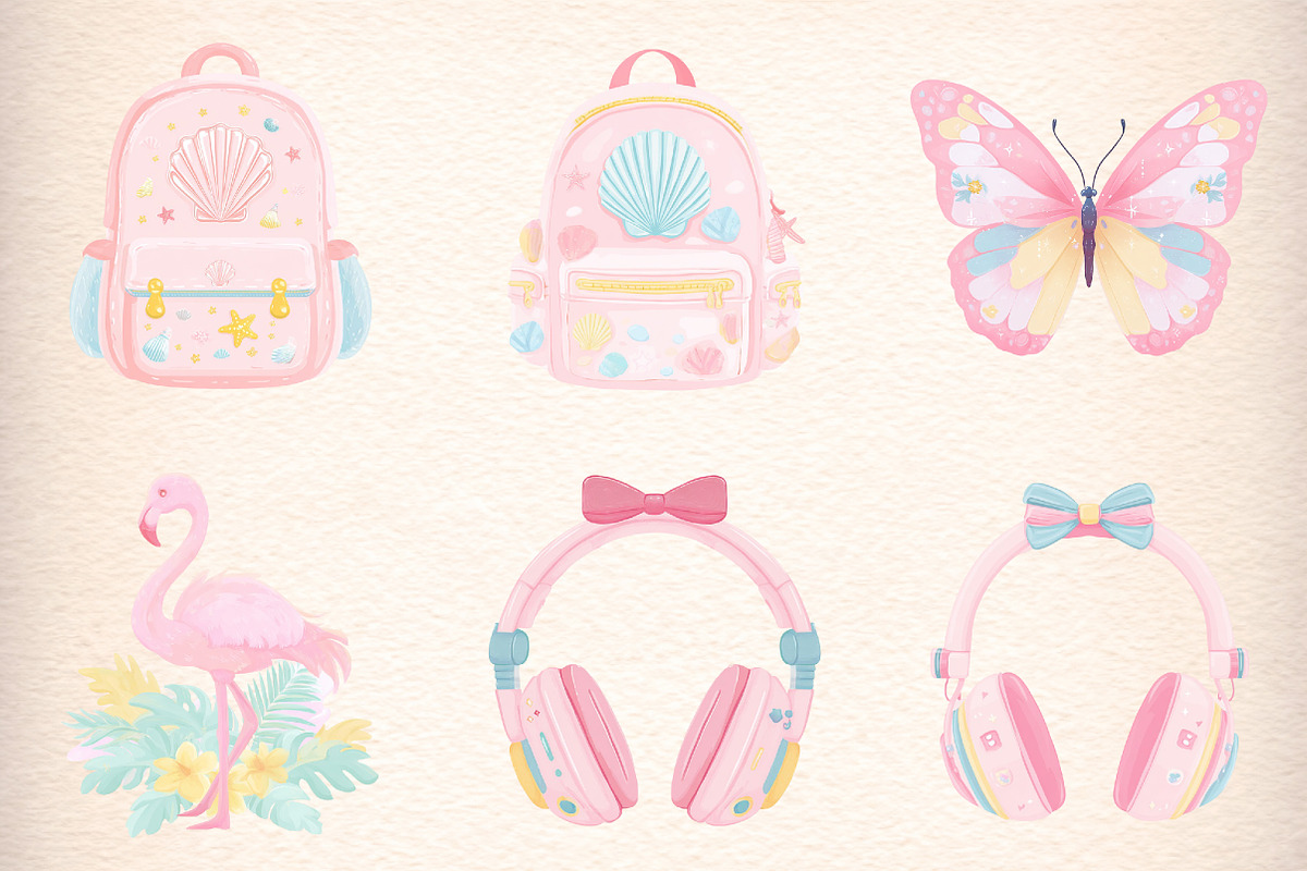 Girly Summer Clipart Set, an Illustration by Digital Artistic99 (Photo 4 of 11)