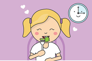 Cute girl eating dinner 