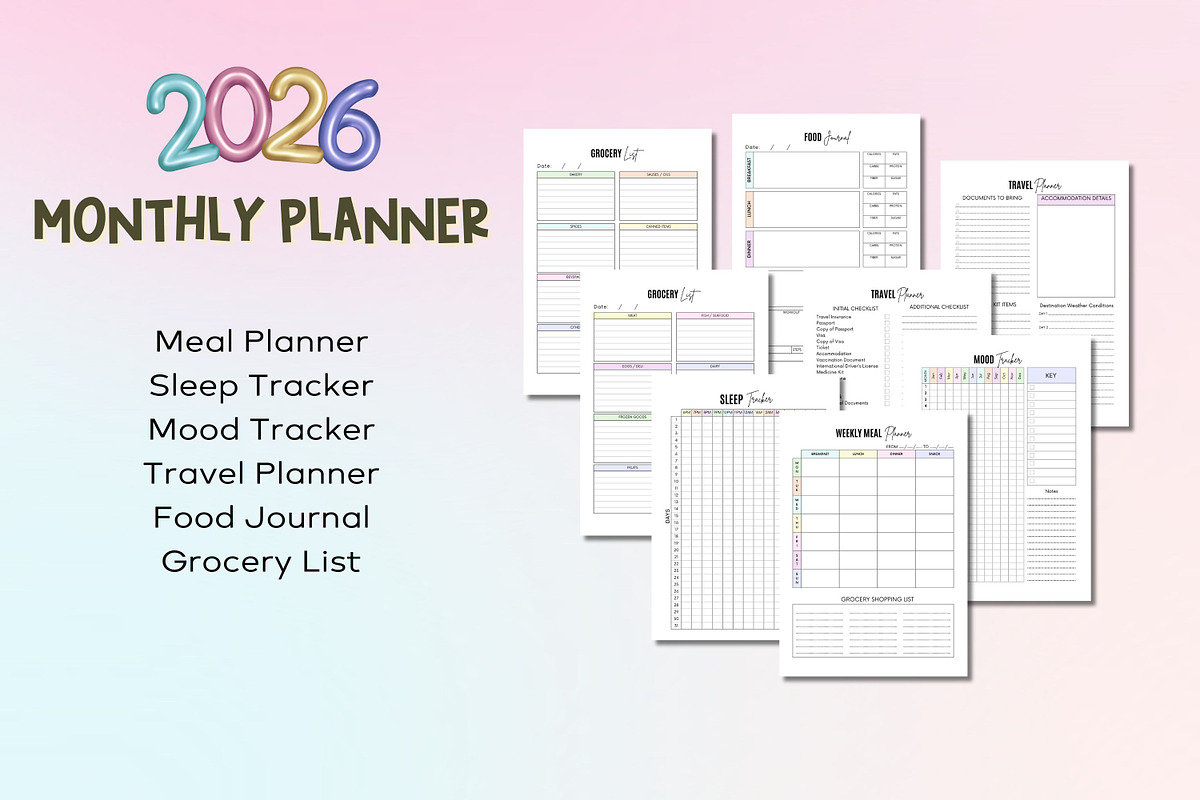 2026 Monthly Planner-Canva Template, a Templates & Theme by Adalin Shop (Photo 7 of 12)