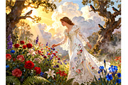 Maiden in the Sun, a Person Illustration by Sharon Schwalbe (Thumbnail 2 of 2)