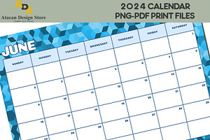 Light Blue 2024 Calendar Printable