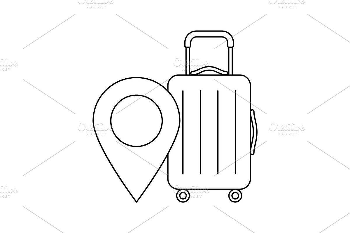 Suitcase with marker icon., a Transportation Illustration by incomible