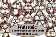 Bunny Faces Easter Bundle, an Illustration by Design Market (Thumbnail 1 of 3)