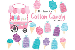 Cotton Candy Clipart Bundle, a Food Illustration by SugarPickle Clip Art