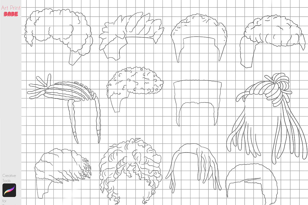 Procreate Hair Styles Anime Chibi, a Brush Add-On by ArtPrintBabe (Photo 9 of 14)