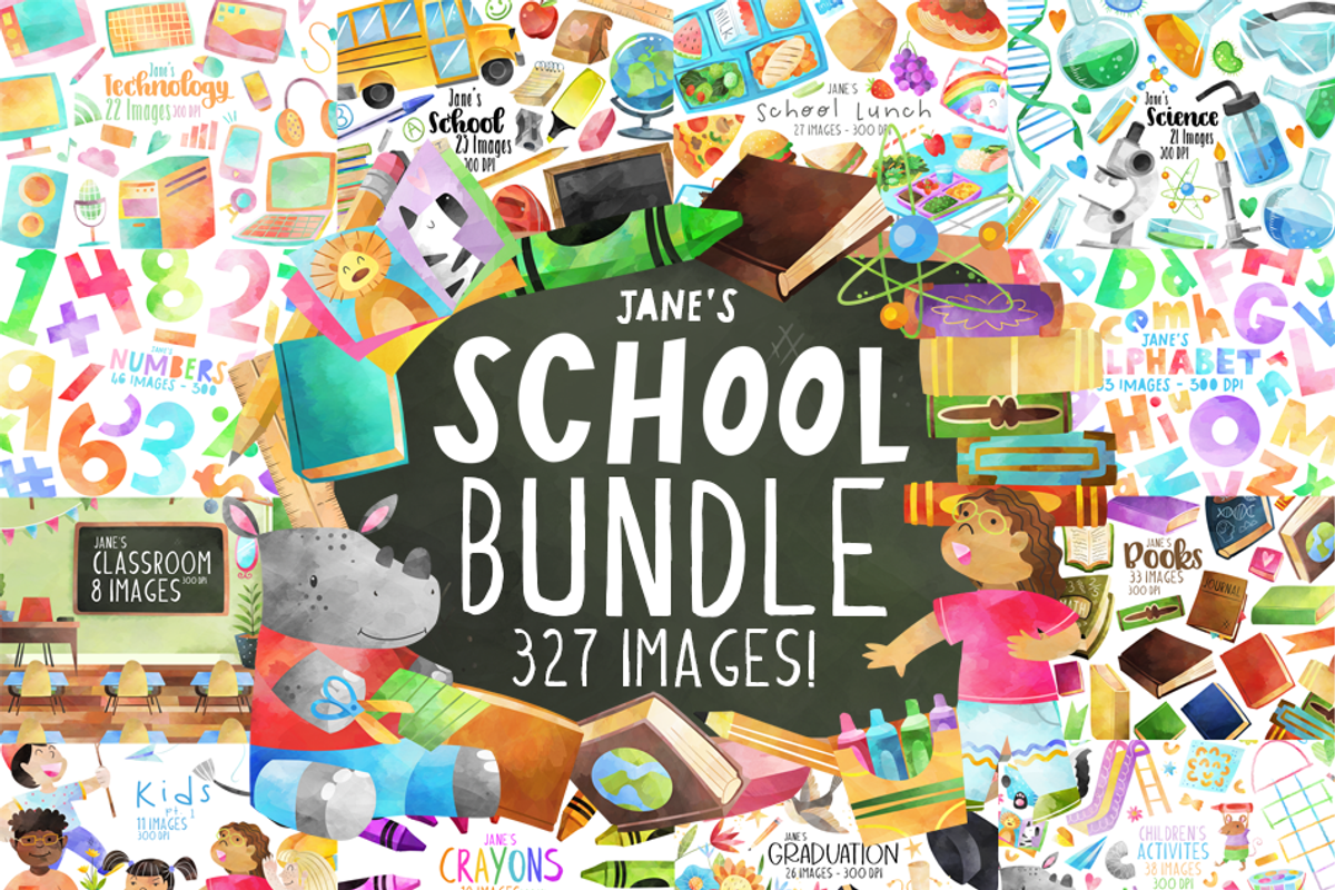 Watercolor School Clipart Bundle, an Education Illustration by DigitalArtsi (Photo 1 of 4)
