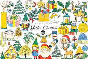Cute Yellow Christmas Clipart, an Illustration by CreationArt
