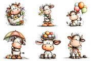 whimsical easter cow clipart, an Illustration by CreationArt (Thumbnail 2 of 6)