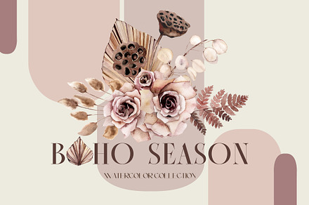 Boho season-watercolor flowers set