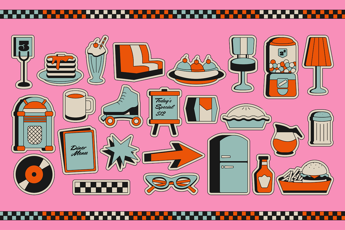 50's American Diner Sticker Pack, an Object Graphic by Creativity Bucketlist (Photo 3 of 3)