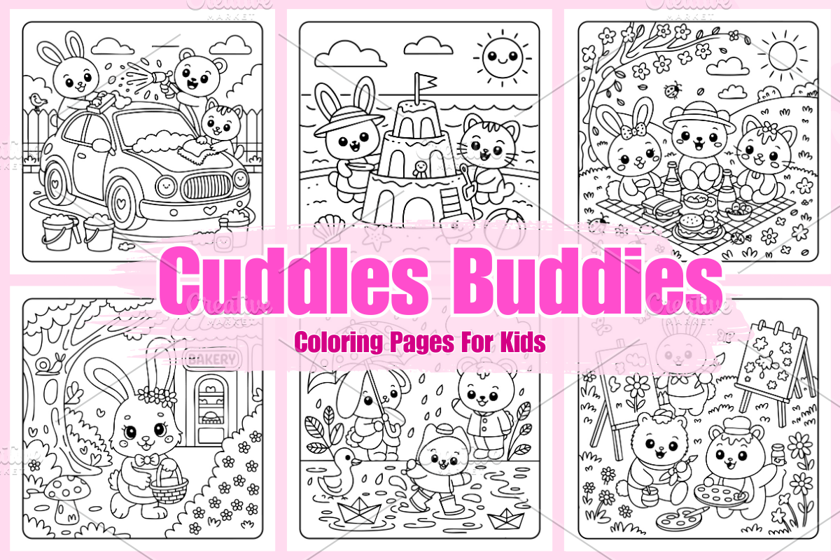 Cuddles Buddies Coloring Pages, an Animal Illustration by Coco Bloom (Photo 1 of 3)