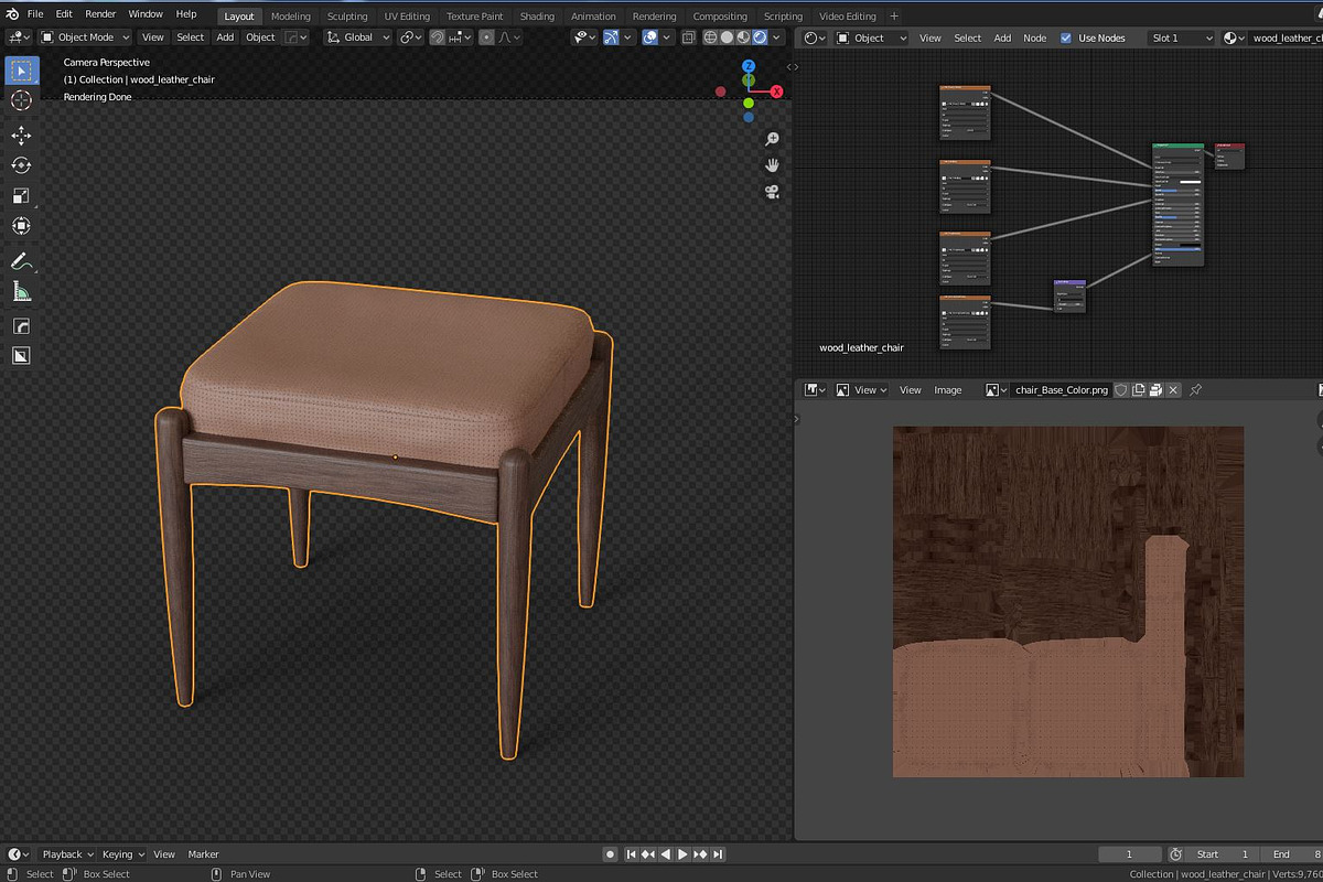 Chair with brown leather pillow, a Furniture 3D Model by NojskaAksjon (Photo 20 of 20)