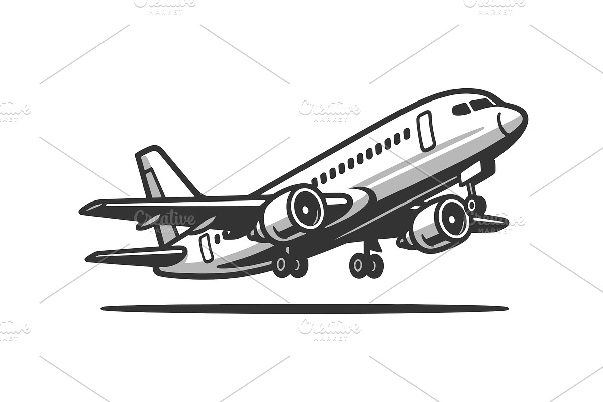 Commercial Airplane Taking Off, a Transportation Illustration by AlexArt