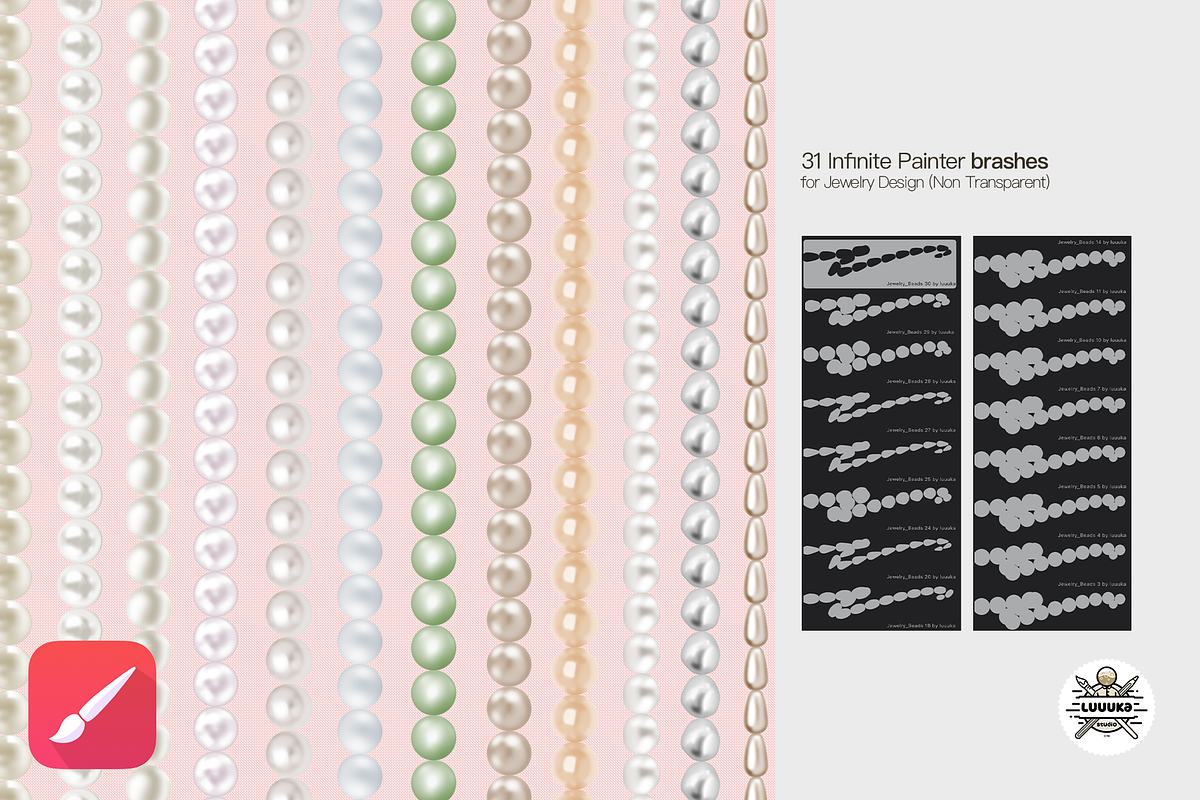 31 Infinite Painter Pearls brushes, a Brush Add-On by Luuuka studio (Photo 2 of 5)