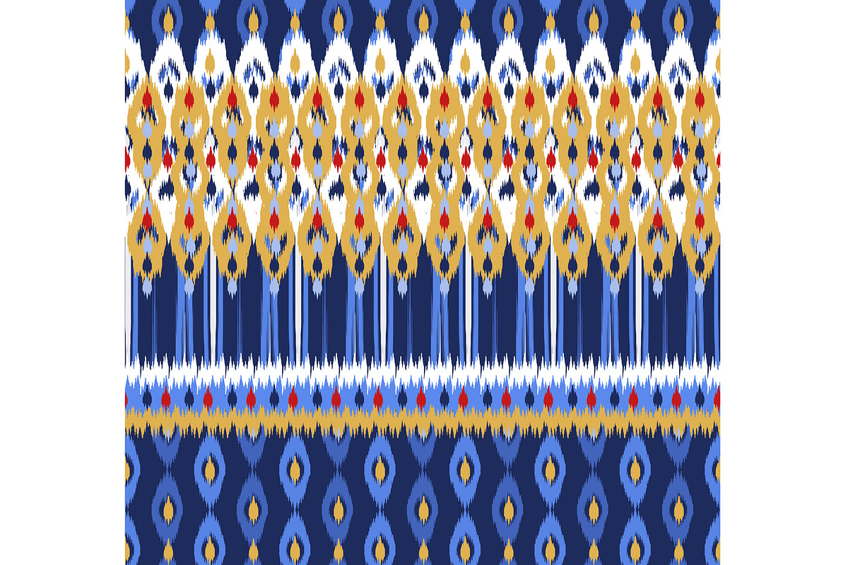 Ikat Border and Pattern in Blue Gold, a Pattern Graphic by Sharon Schwalbe (Photo 2 of 2)