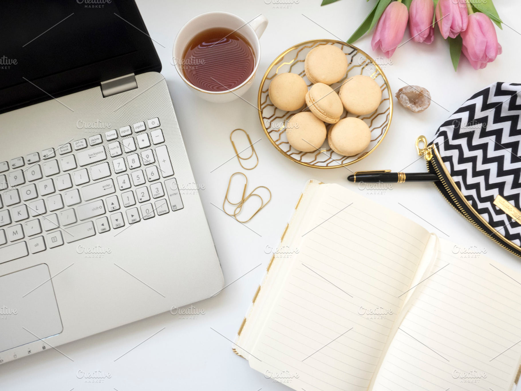 Modern flat lay styled desk mock up featuring flat lay, modern, and clean, a Business Photo by Imagefountain Photos