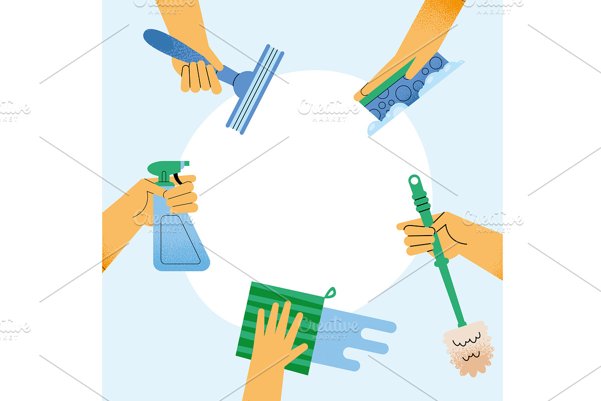 hands tending to household, an Object Illustration by studiogstock