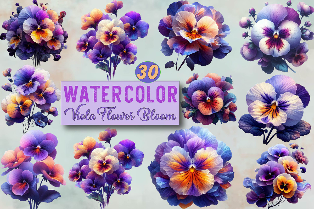 Viola Flower Bloom Sublimation Clipa, an Illustration by SVGArt