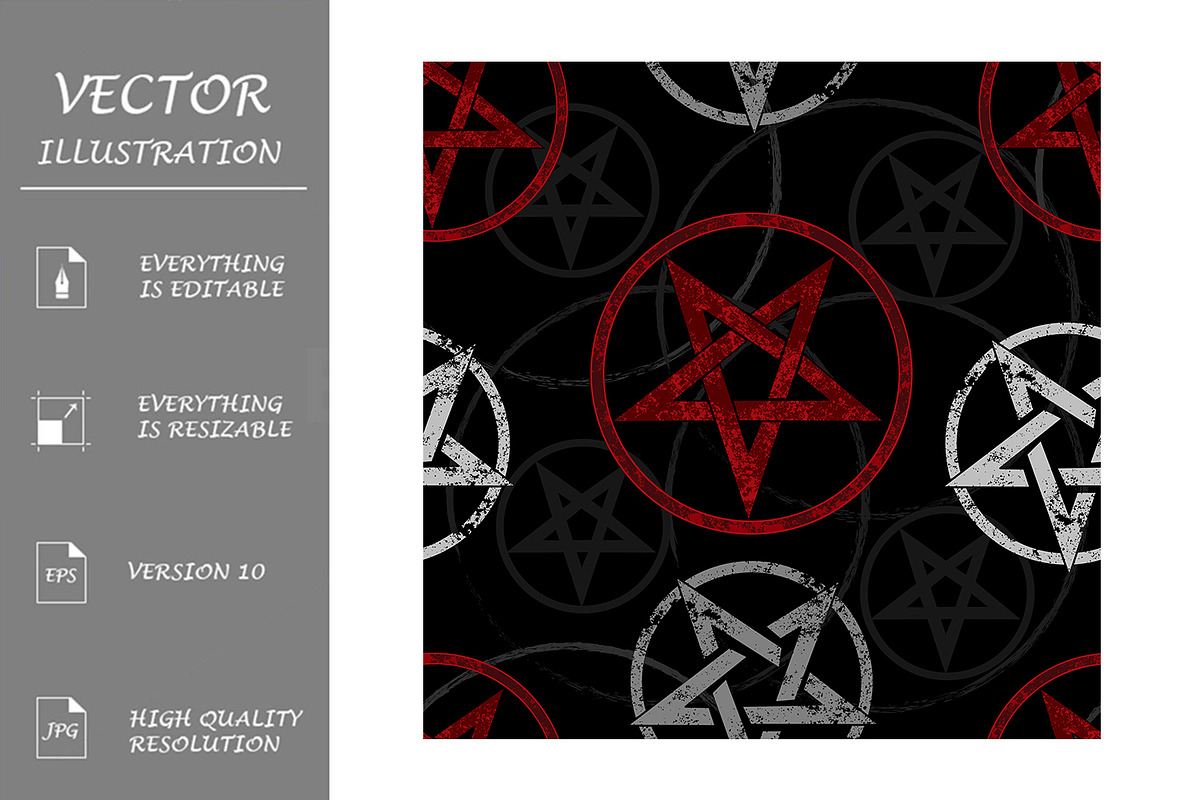 Pattern with inverted pentagram, a Pattern Graphic by blackmoon9 (Photo 1 of 3)