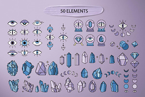 Crystals And Evil Eye Illustrations