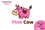 Pink Cow Animal Logo Mascot, a Branding & Logo Template by Manudesign (Thumbnail 1 of 3)