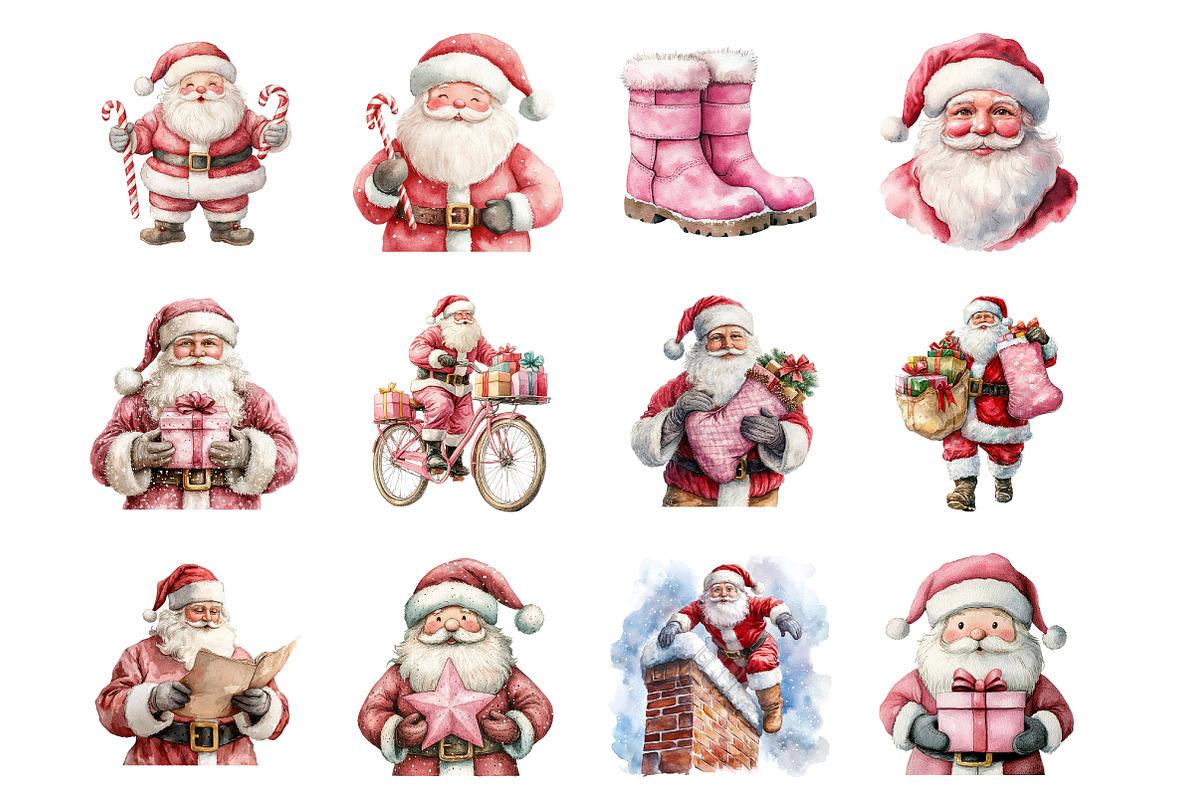 Pink Trendy Christmas Santa Png, an Illustration by SinaCreation (Photo 2 of 7)